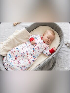 Carter's White Pajama Sleep Sack with Red & Blue Patriotic Print